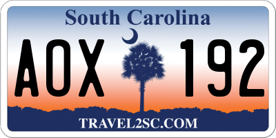 SC license plate AOX192