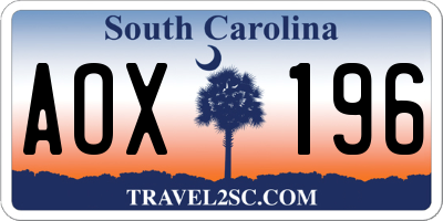 SC license plate AOX196