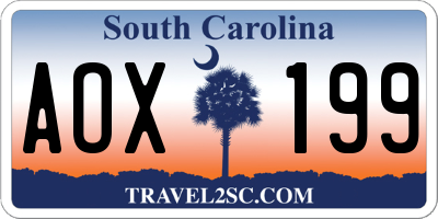 SC license plate AOX199