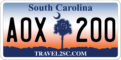 SC license plate AOX200
