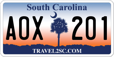 SC license plate AOX201