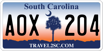 SC license plate AOX204