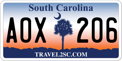 SC license plate AOX206