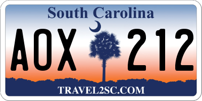SC license plate AOX212