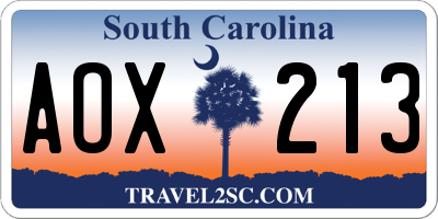 SC license plate AOX213