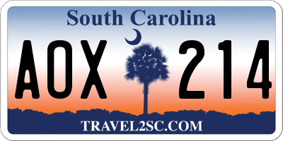 SC license plate AOX214