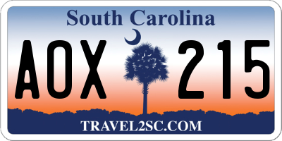 SC license plate AOX215