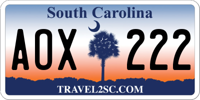 SC license plate AOX222