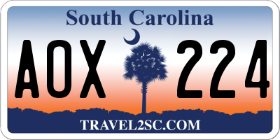 SC license plate AOX224
