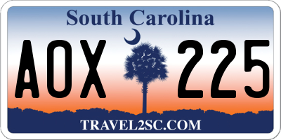 SC license plate AOX225