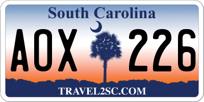 SC license plate AOX226