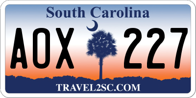 SC license plate AOX227