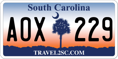 SC license plate AOX229
