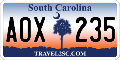 SC license plate AOX235