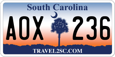 SC license plate AOX236