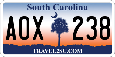 SC license plate AOX238