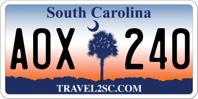SC license plate AOX240