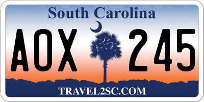 SC license plate AOX245