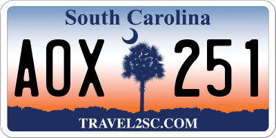 SC license plate AOX251