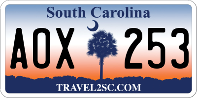 SC license plate AOX253