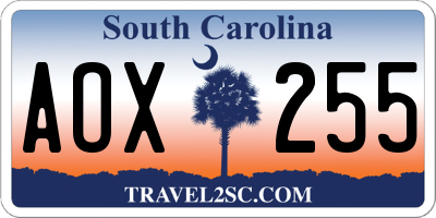 SC license plate AOX255