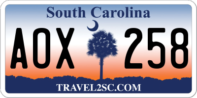SC license plate AOX258