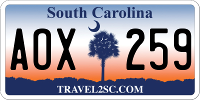 SC license plate AOX259