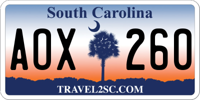 SC license plate AOX260