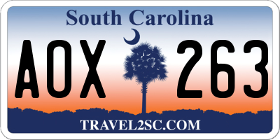 SC license plate AOX263
