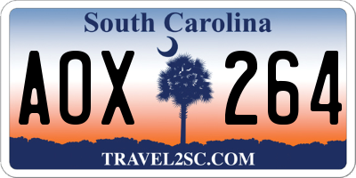 SC license plate AOX264