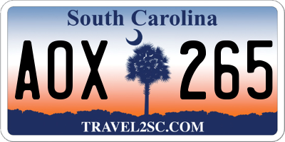 SC license plate AOX265