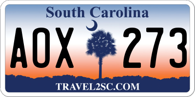 SC license plate AOX273
