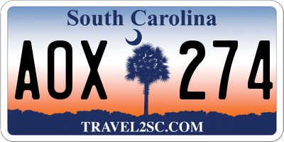 SC license plate AOX274