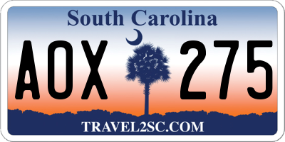 SC license plate AOX275