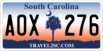 SC license plate AOX276