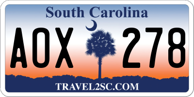 SC license plate AOX278