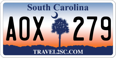 SC license plate AOX279