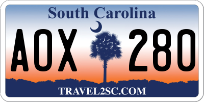 SC license plate AOX280