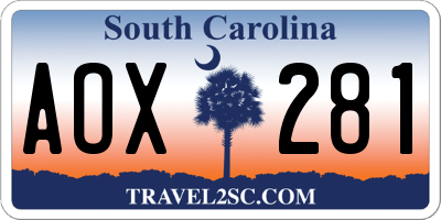 SC license plate AOX281