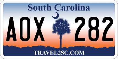 SC license plate AOX282