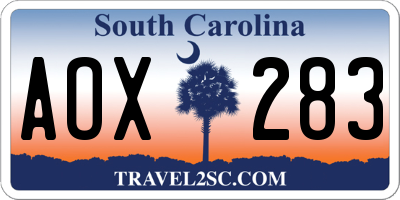 SC license plate AOX283