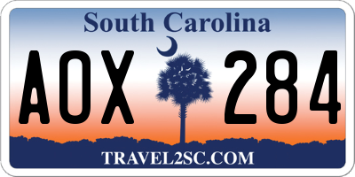 SC license plate AOX284