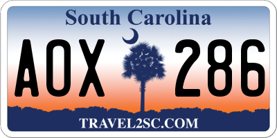 SC license plate AOX286
