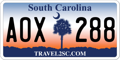 SC license plate AOX288