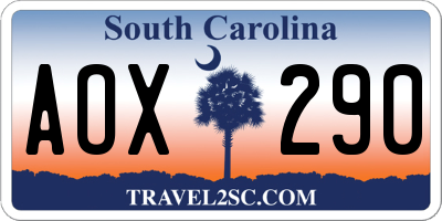 SC license plate AOX290