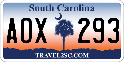 SC license plate AOX293