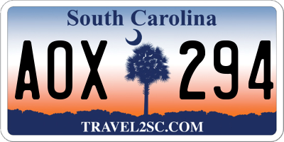 SC license plate AOX294