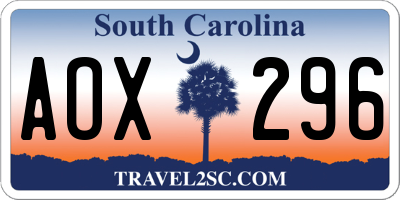 SC license plate AOX296