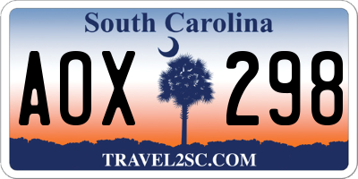 SC license plate AOX298