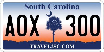SC license plate AOX300